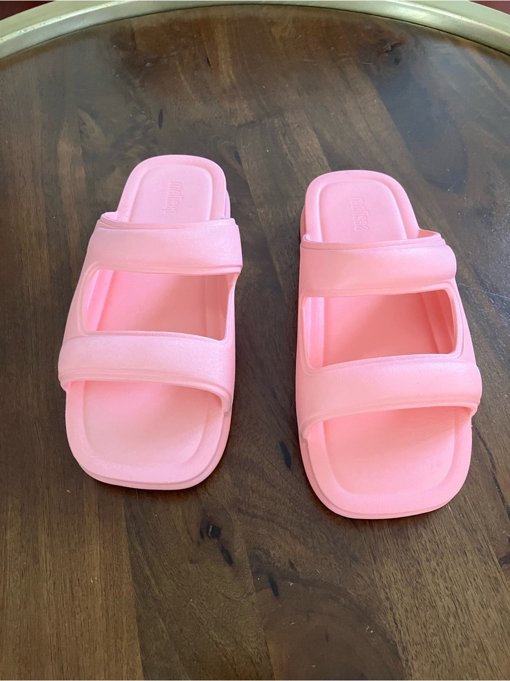 Melissa Pink Double-Strap Slide Sandals